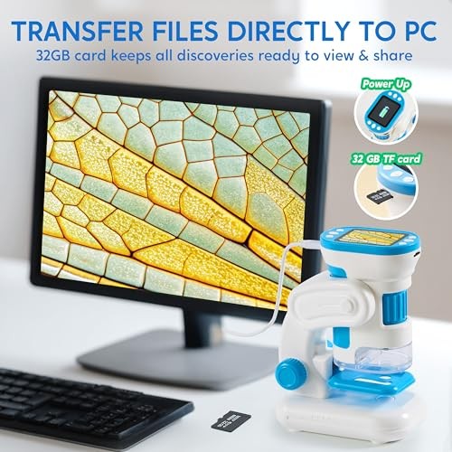 2 in 1 Handheld Microscope for Kids, 1000X HD Digital Kids Microscope with