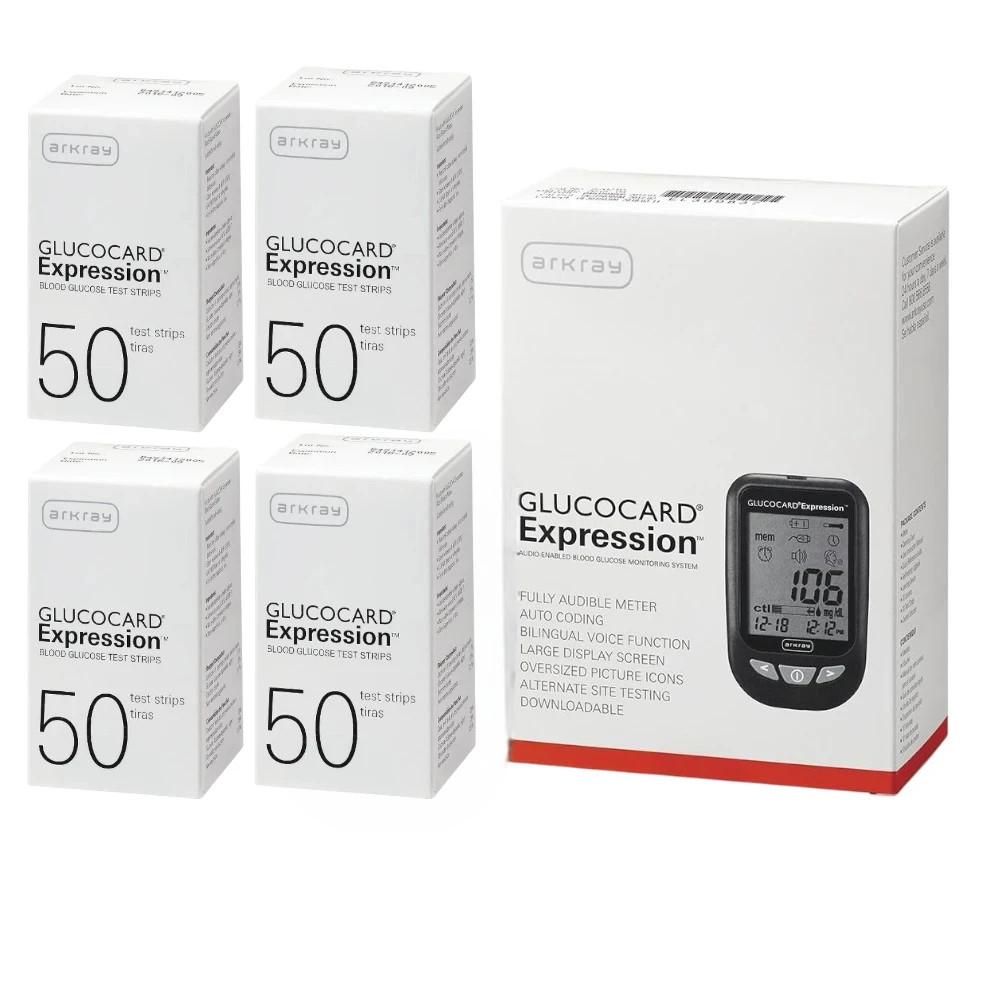 Arkray Glucocard Expression Blood Glucose Test Strips 200 Ct with Meter