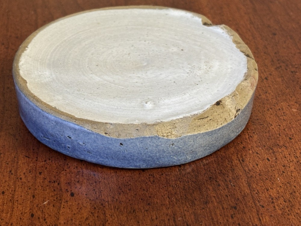 Salt Glazed Blue Cat Face Stoneware Pottery