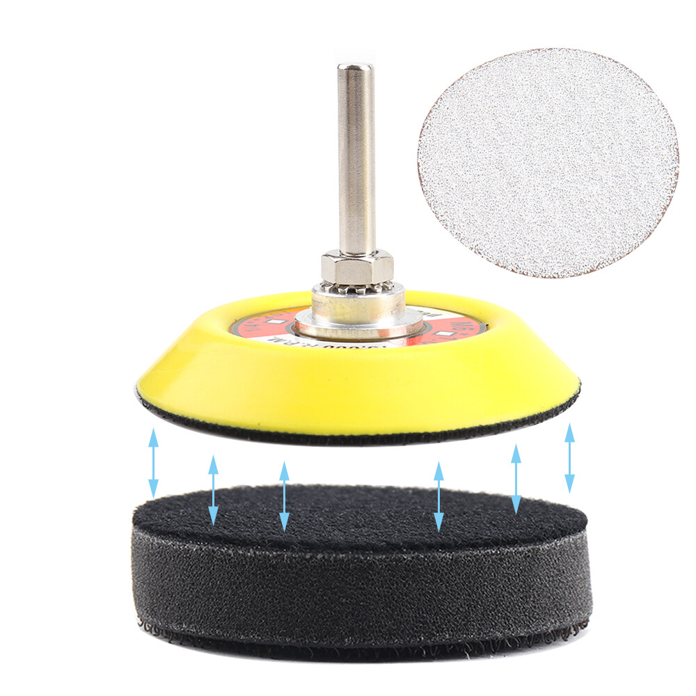 2Pcs 3" Hook & Loop Backing Pad Disc With 5Pcs Sponge Buffering Pad 1/4" Shank