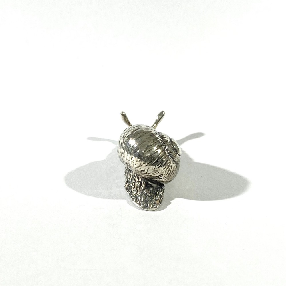 vintage solid silver snail miniature , hallmarked italian figurine