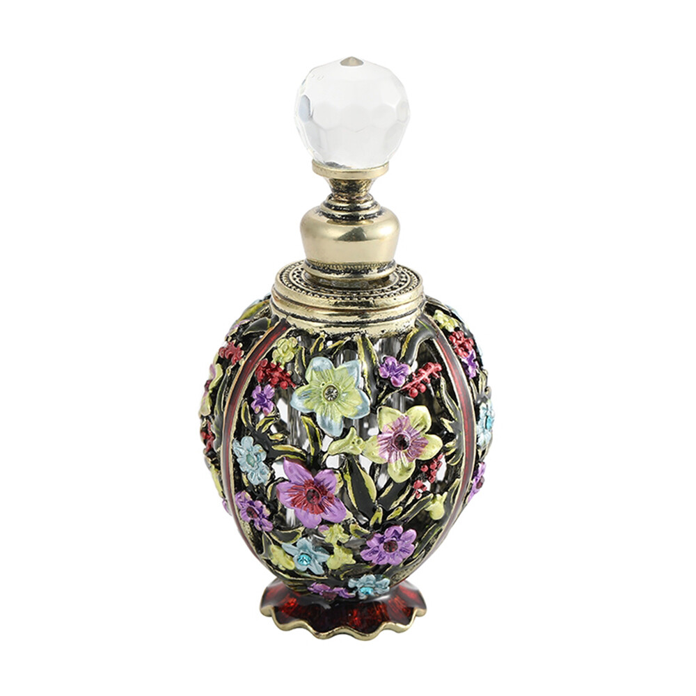 1pc 10ml Antique Empty Flower Pattern Refillable Perfume Bottle Container Decor