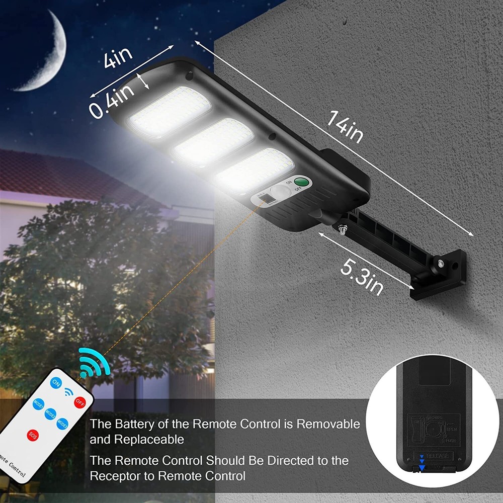4 Pack LED Solar Lights Outdoor with Remote 6000K 213LED Solar Motion Sensor