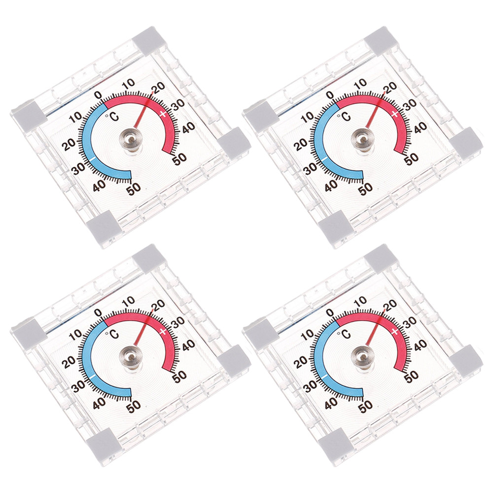 4pcs Square Thermometer for Windows and Doors Outdoor Temperature Reader
