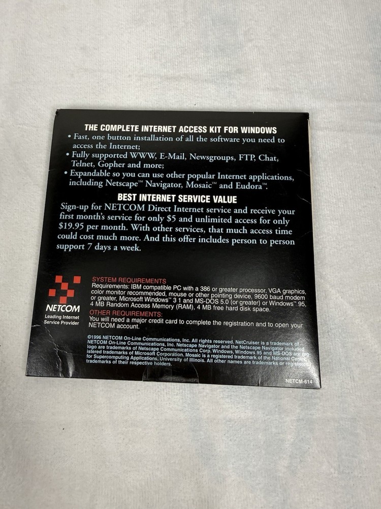 Netcom E-Span Internet Kit Windows 95 3.1 Dial Up Vintage CD