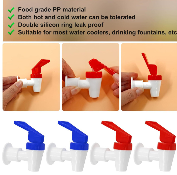 4Pcs Replacement Cooler Faucet, 2 Red and 2 Blue Internal Thread Plastic Spigot