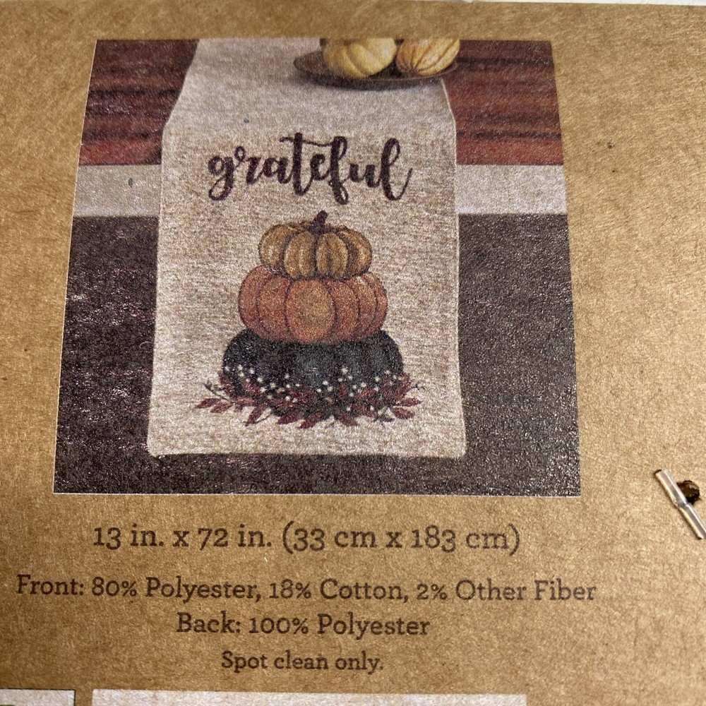 Tapestry Table Runner Fall Grateful 13x72 Lined New
