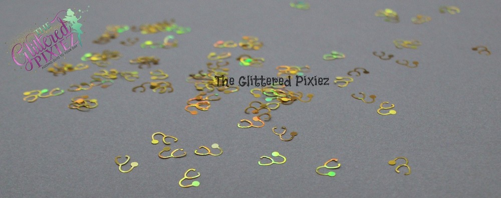 GOLD STETHOSCOPE shape holographic Glitter- Pixie Shapes-