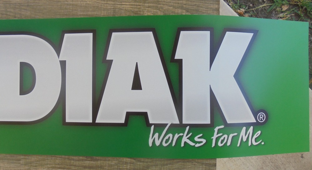 KODIAK-WORKS FOR ME- THIN PLASTIC SIGN 34X8.5"