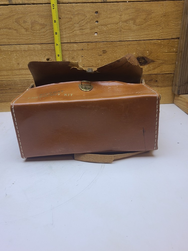 Vintage Highway Emergency Kit W Leather Case & Complete First-Aid kit