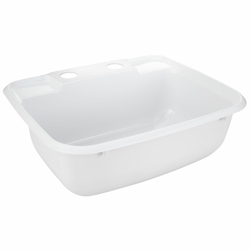 RV Rectangle Bathroom Sink (White) W/Brushed Nickel Teapot Faucet RV Lavatory