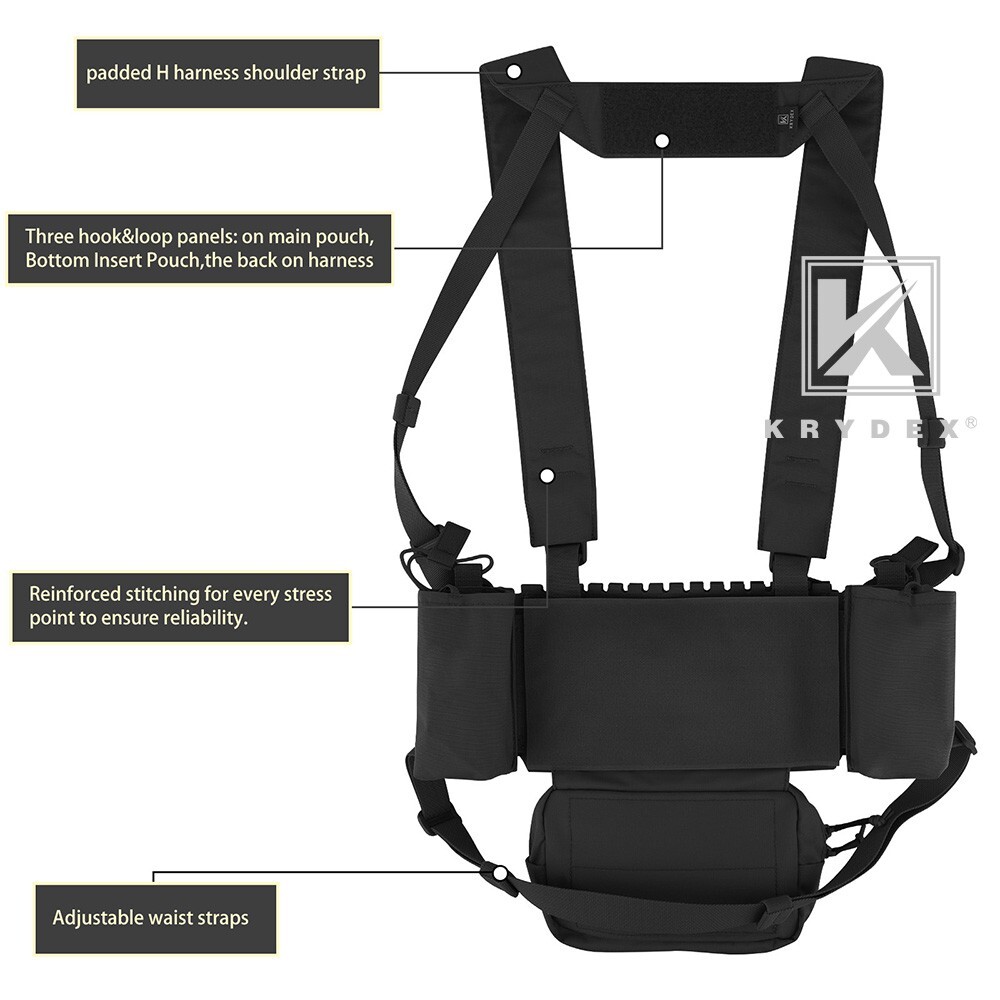 KRYDEX Micro Fight Shoulder Fat Strap & Back Strap Laser-cut Molle Strap Black