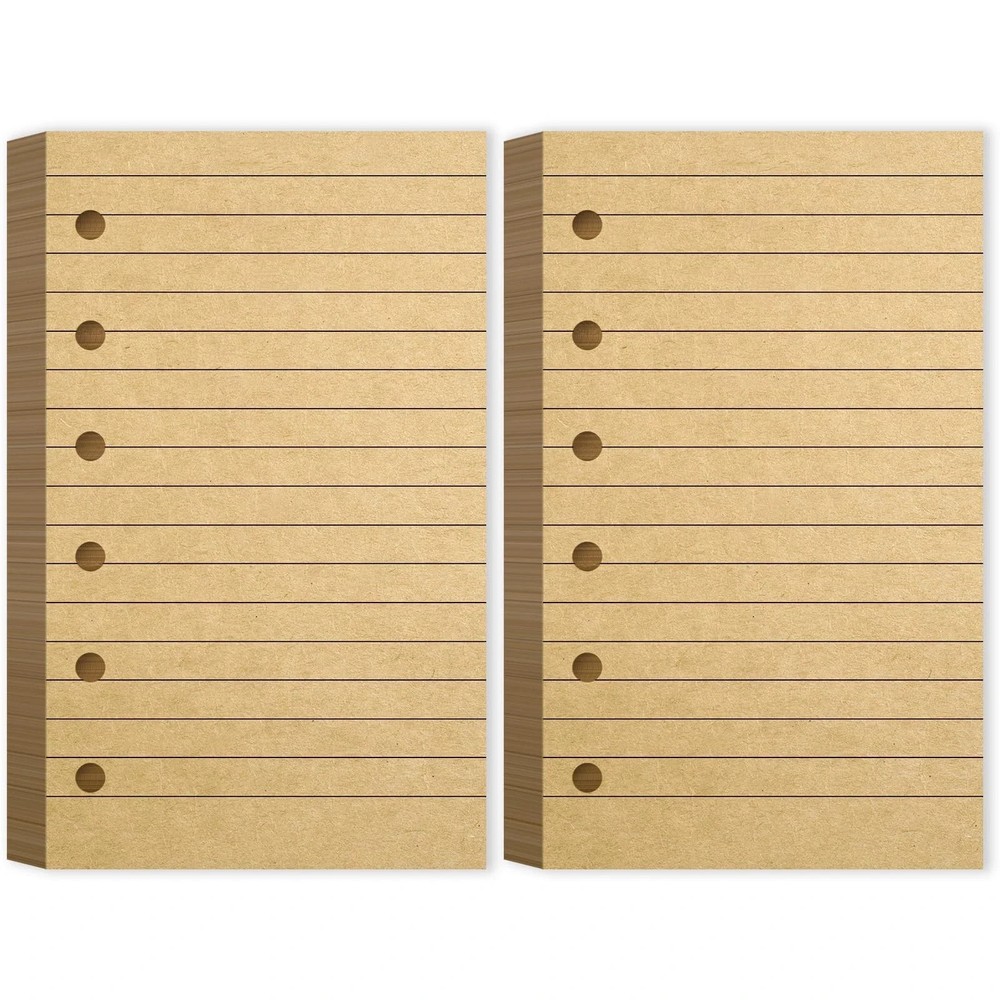 Ireer 6 Hole Mini Lined Paper Refill 200 Sheets Blank Planner Refills Kraft