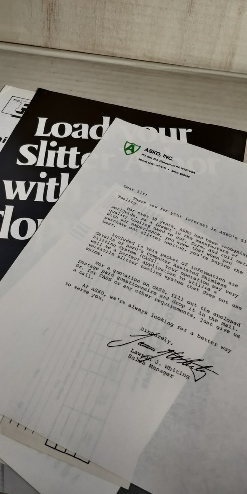 1986 ASKO catalog slitter tooling system and services C3