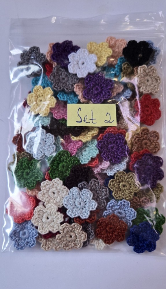 100 Pc. Crochet Flower Applique Embellishments-Set 2