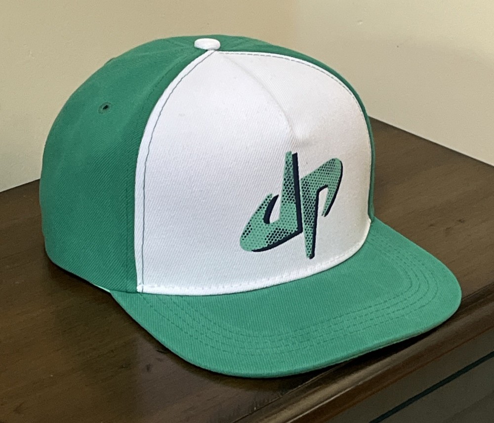 DP Dude Perfect Cap Green & White Snapback Baseball Hat dp Logo Adjustable
