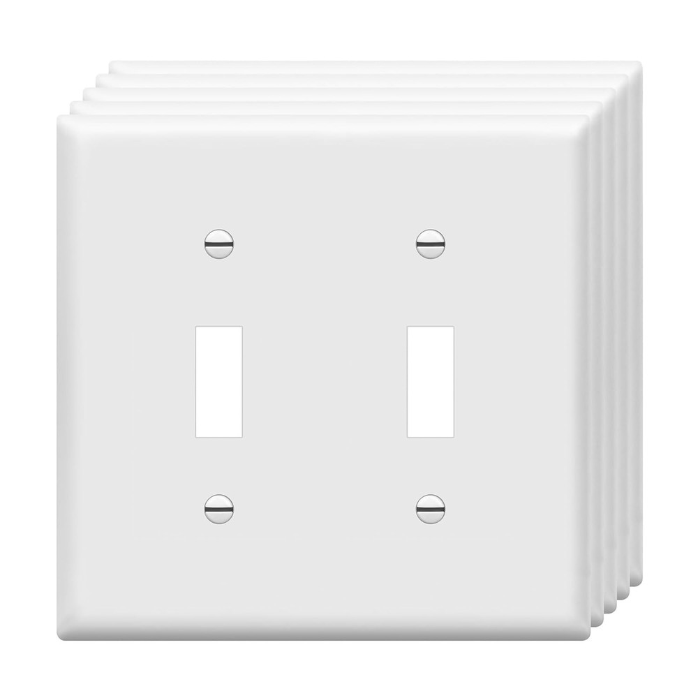 ENERLITES 5 Pack Double Toggle Switch Cover, Two Gang Light Switch Wall Plate, S