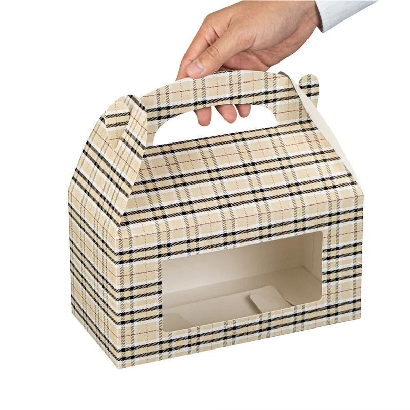 100Pcs -Restaurantware Plaid Gable Box / Take Out Container w/Window - 9.5" x 5"