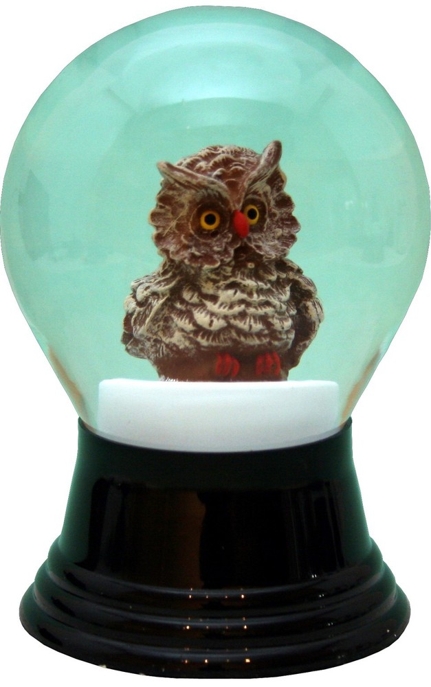 PR1596 - Perzy Snowglobe - Medium Owl - 5"H x 3"W x 3"D