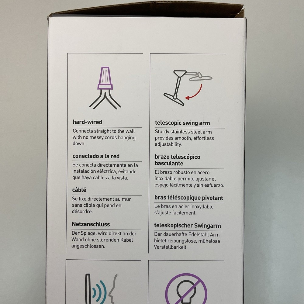 simplehuman 8” Wall Mount Hard-Wired Sensor Makeup Mirror ST3003 Stainless Steel