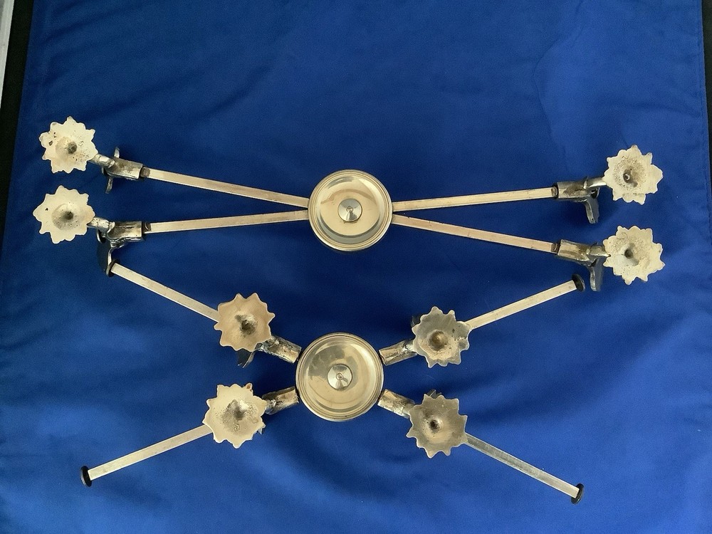 FREE SHIP Pair Italy Silverplate Adjustable Raised Trivets Stands