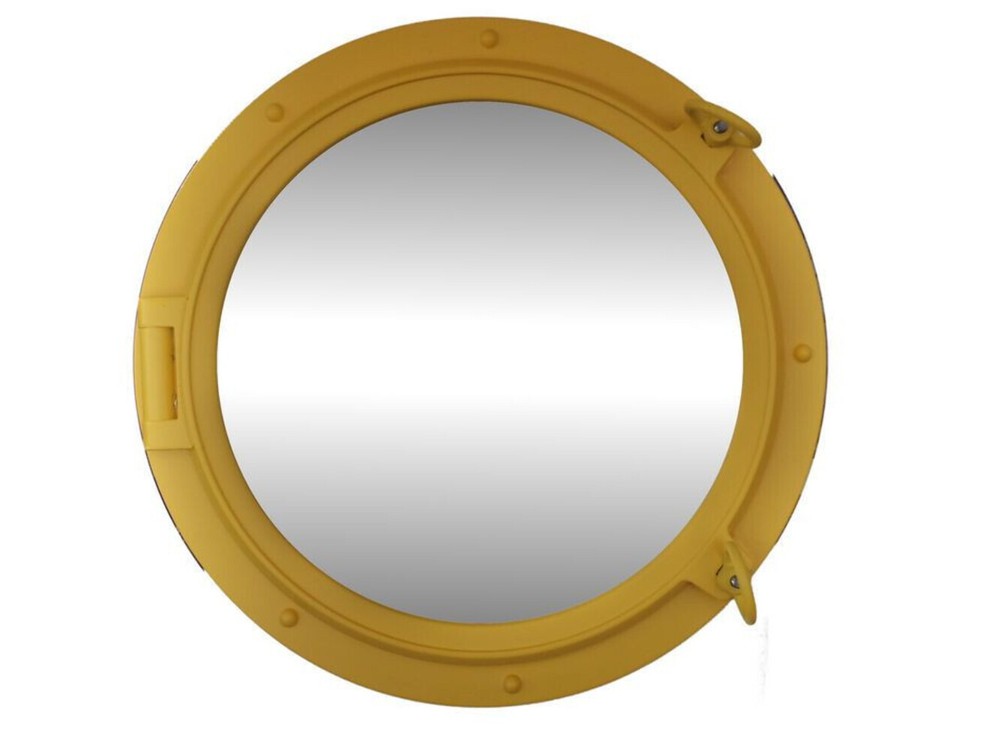 Yellow Decorative Ship Porthole Mirror 24"