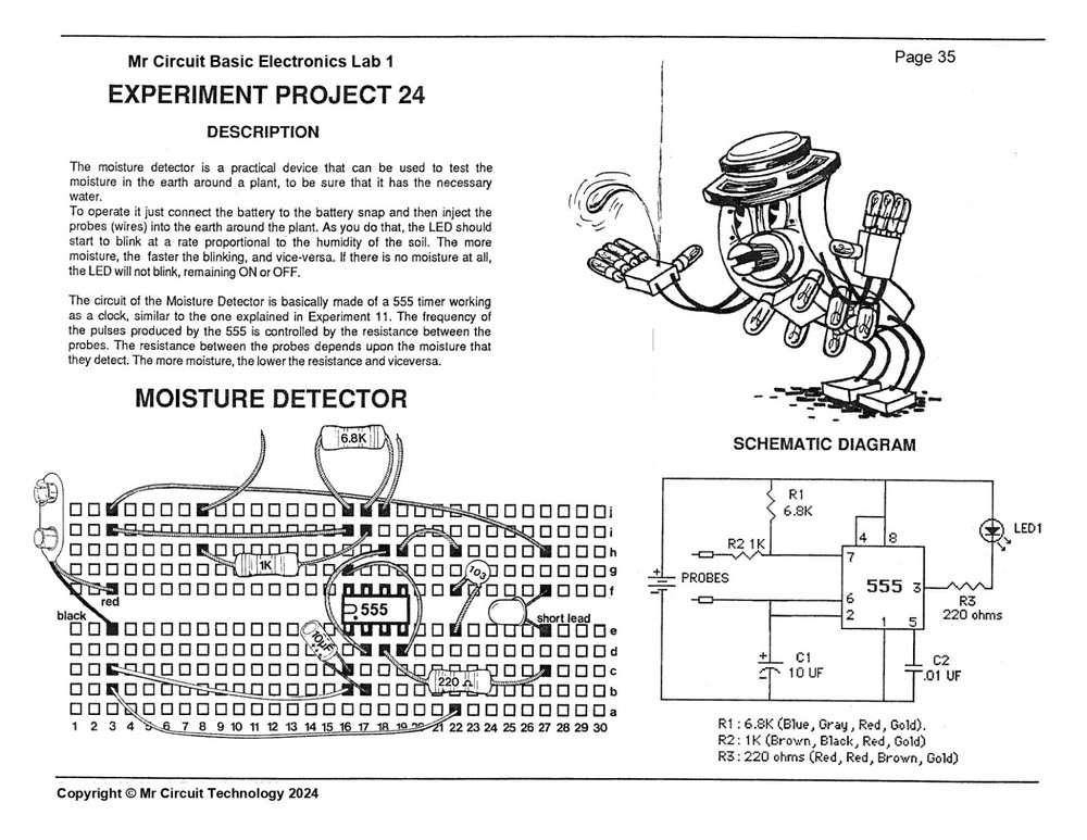 MC1-24 ** Mr Circuit Science ** Experiment Kit -MOISTURE DETECTOR CIRCUIT