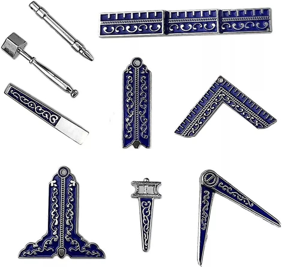Masonic Working Tools Set Bondi Blue Freemason Tools Accessories Mini Velvet Box
