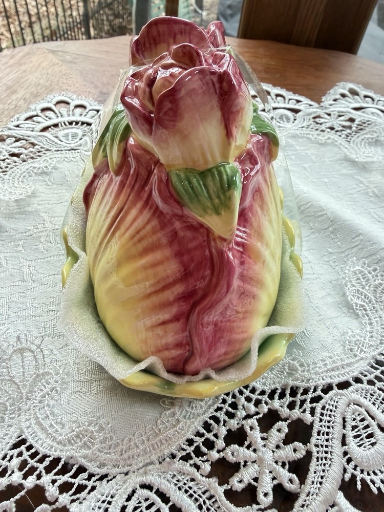 Botanical Collection Corner Ruby Roses Flower Multicolor Butter Dish Ceramic NEW