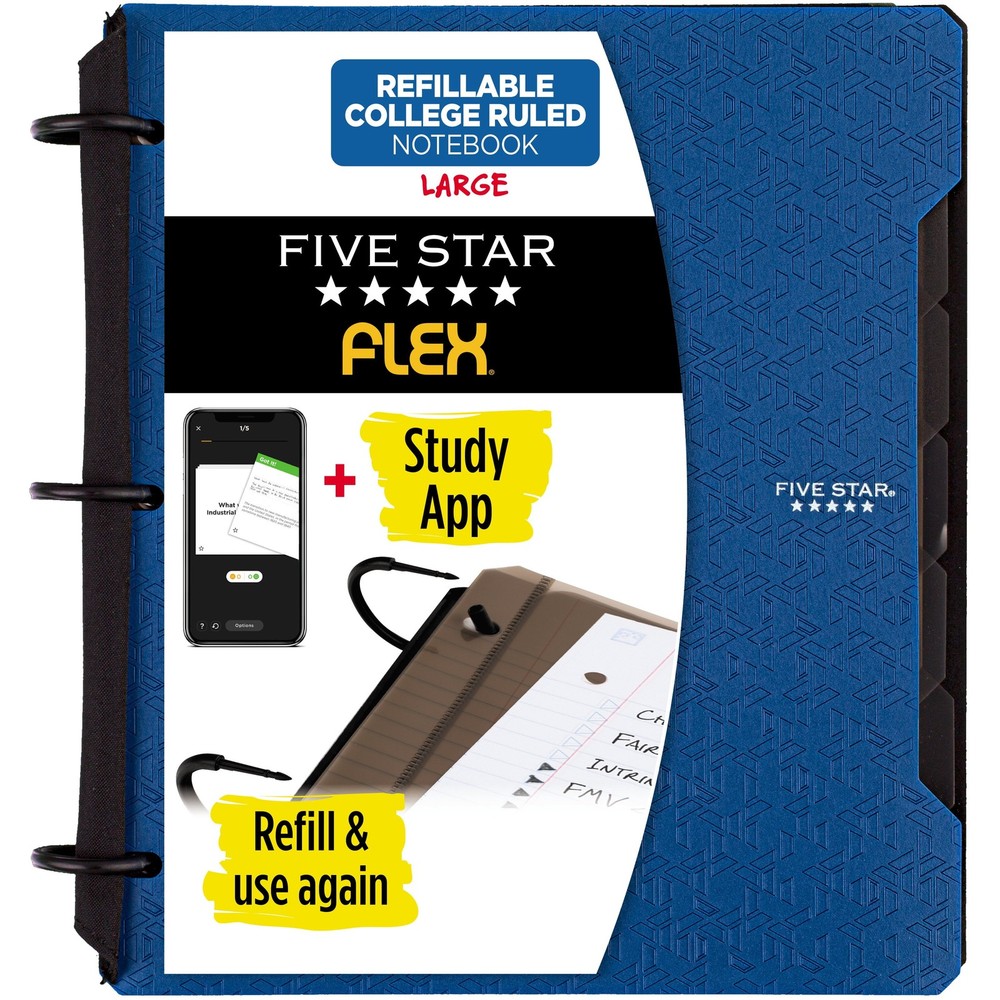 Flex Refillable College Ruled Notebook Plus Study App 1" Pacific Blue Plastic 3