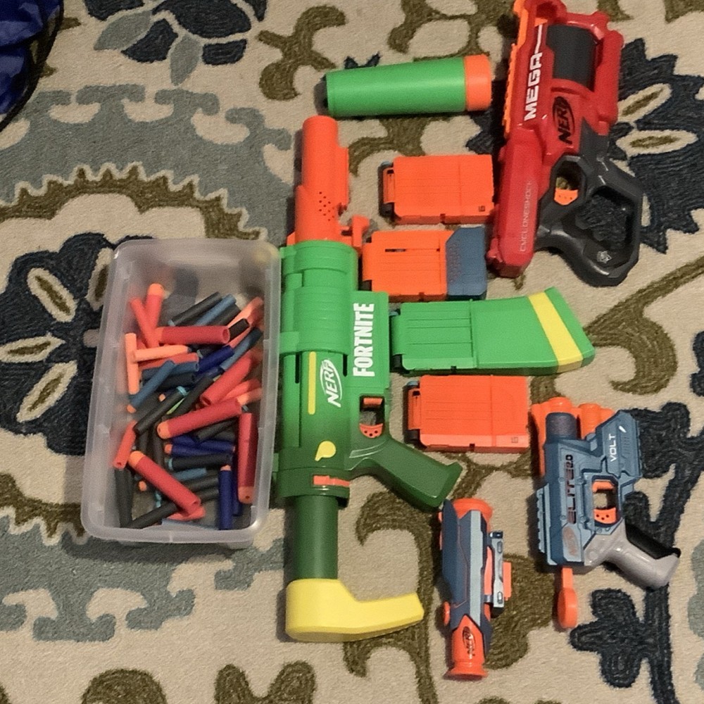 Nerf Gun Collection with Darts And Magazines Also Includes Scope