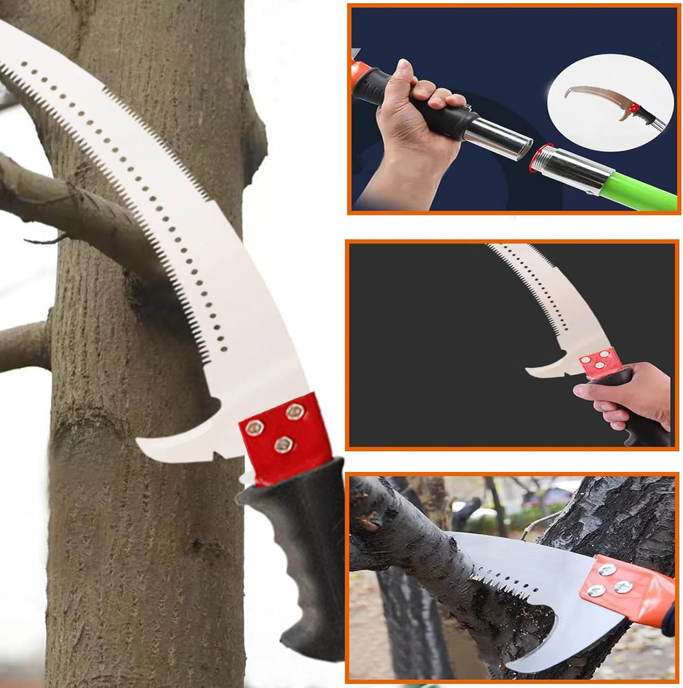 30FT Extendable Manual Pole Saw for High Branches & Shrub Trimming - Red