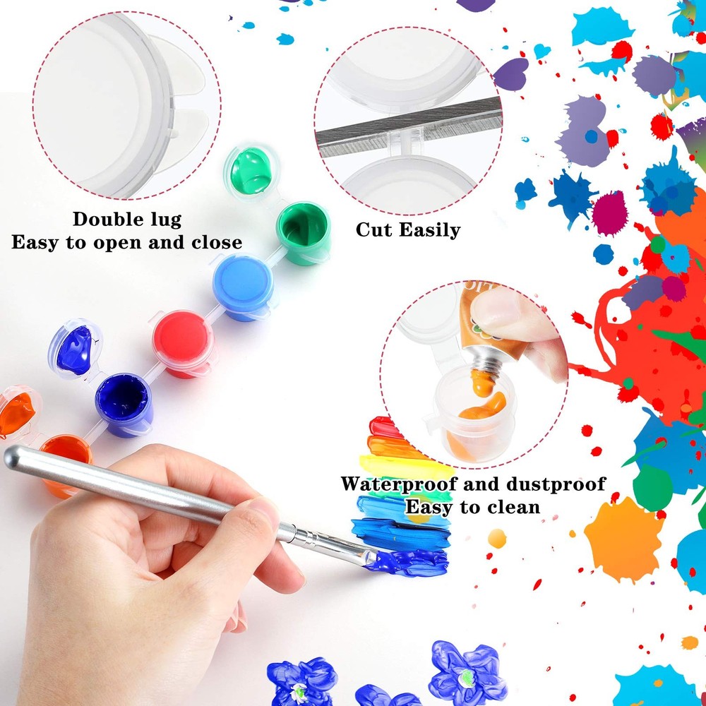 Patelai 100 Strips 600 Pots Empty Mini Clear Plastic Paint Cup Containers 3ml 0.