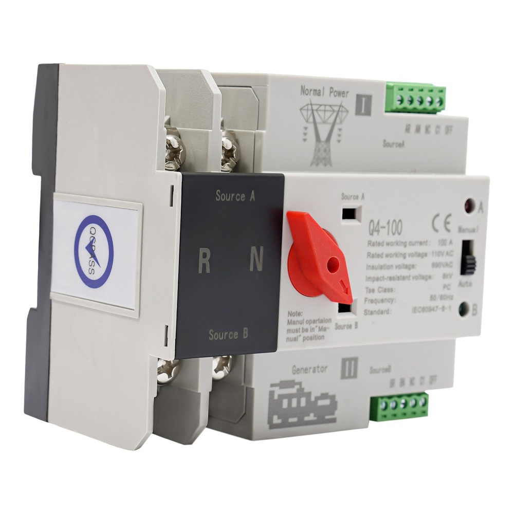 Automatic Transfer Switch 2P 100A Generator Changeover Switch Dual-Power NEW!