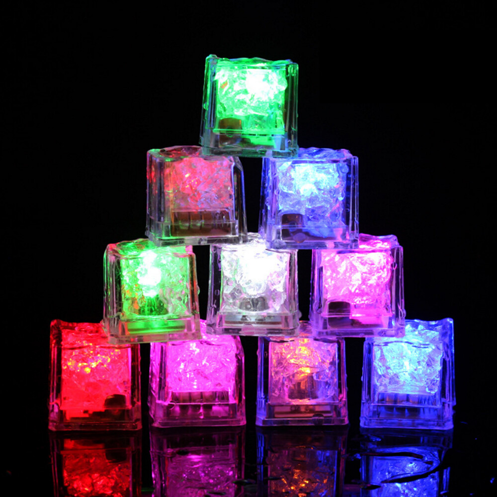 Glowing Luminous LED Ice Cube Whiskey Stones Fluorescent Light Props Wedding Bar