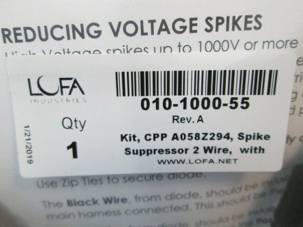LOFA CPP A058Z294 W/ SPIKE SUPPRESSOR DIODE FOR STARTER RELAY 2 WIRE KIT NEW