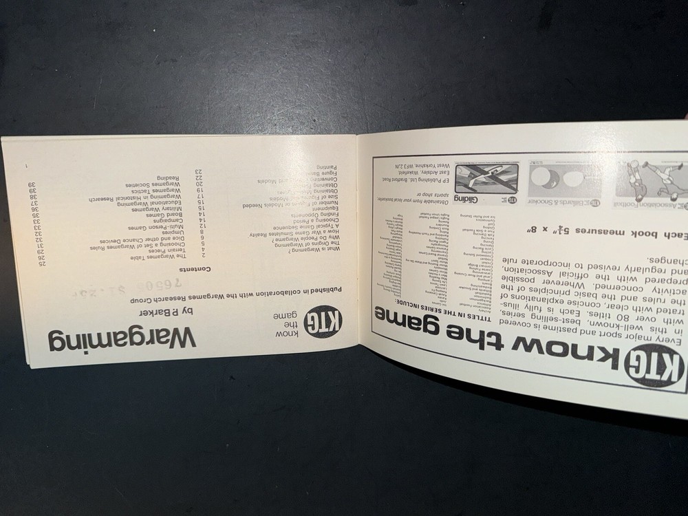 "Know the Game" pamphlet, by Phil Barker from 1978 Wargaming