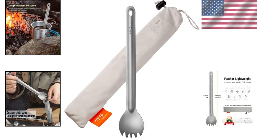 Eco-Friendly Titanium Spork and Spoon Set - Lightweight Camping Tableware