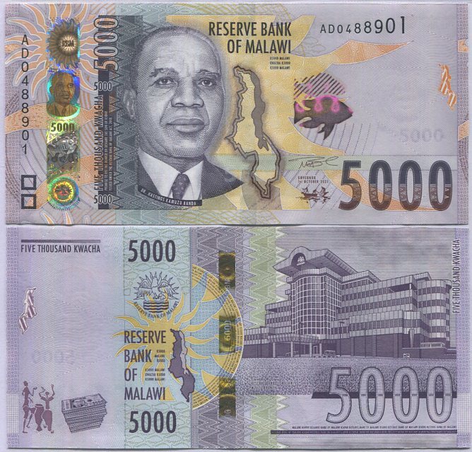 Malawi 5000 Kwacha 2021 P 71 UNC