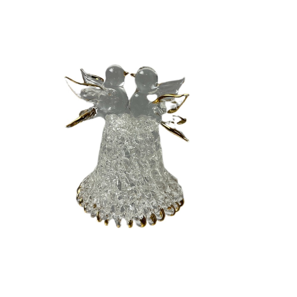 Spun Glass 2 Doves on Bell 2 1/2" Tall 2" Diameter