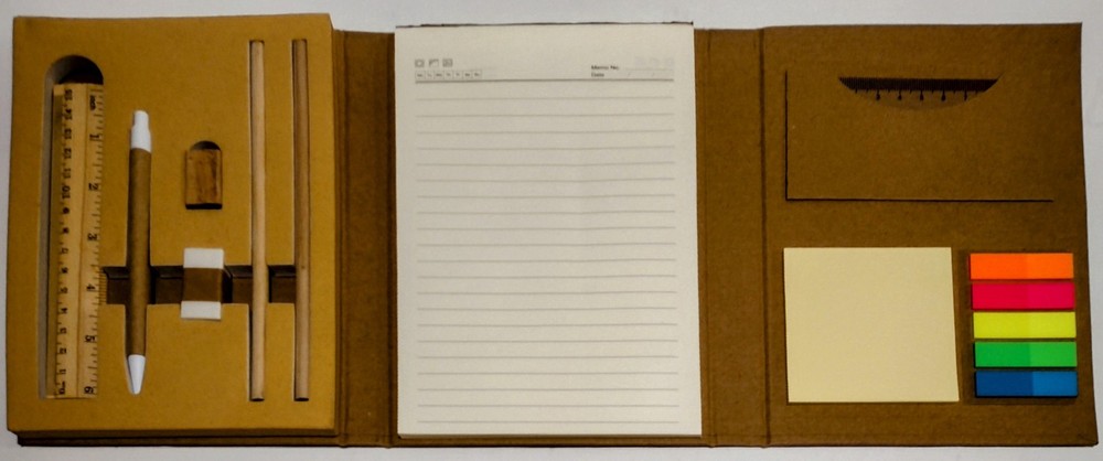 Office Notepad With Ruler Pen Pencils Pencil Sharpener w/ Posted notes