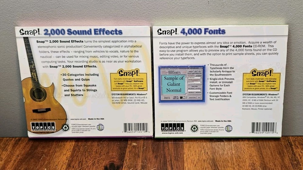 4000 Fonts & 2000 Sound Effects Computer Software CD