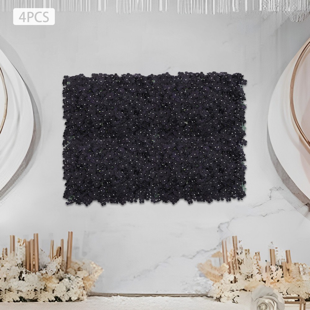 60*40cm 4 PCS Black Artificial Floral Backdrop Handmade Flower Wall Panel