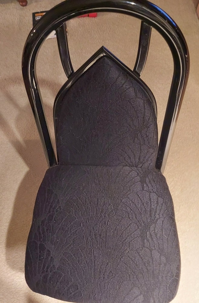 Dining Chairs- (6) Black Metal & Cloth