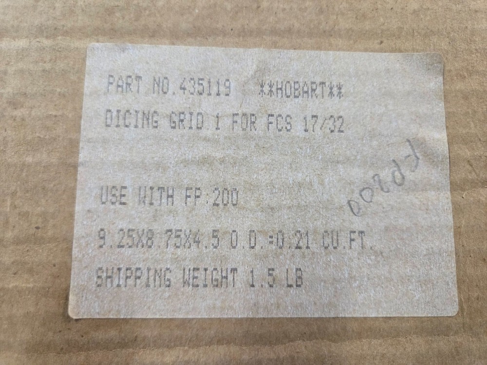 HOBART DICER PLATE 1" 435119 FOR MODEL# FP200