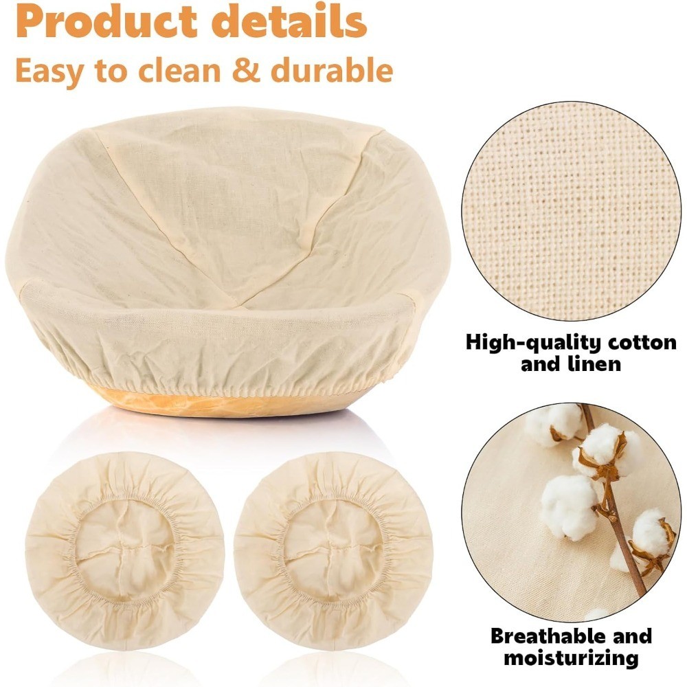 Reusable Elastic Banneton Liner Cloth Covers 2-Pack for Sourdough Bread Proofing
