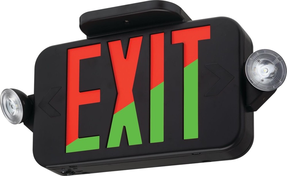 Lithonia Lighting ECRG Basics LED Exit Sign/Emergency Light Combo, Red/Green