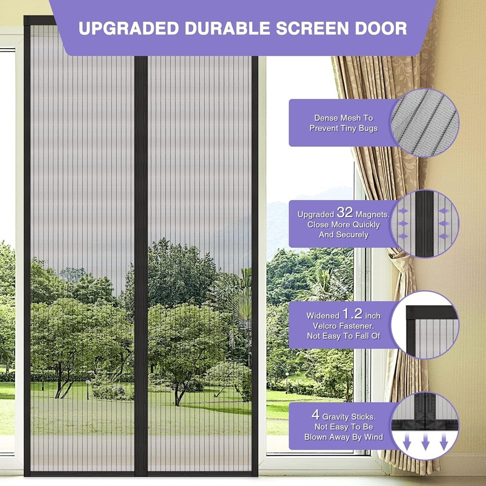 Retractable Magnetic Screen Door - Pet & Kid Friendly, Hands-Free Access