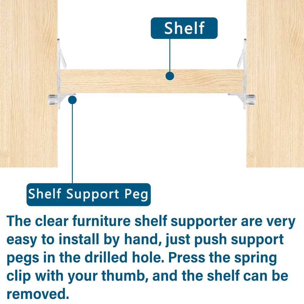 20pcs Plastic Locking Shelf Support Pegs6mm Shelf Pins Self-Locking Bracket C...