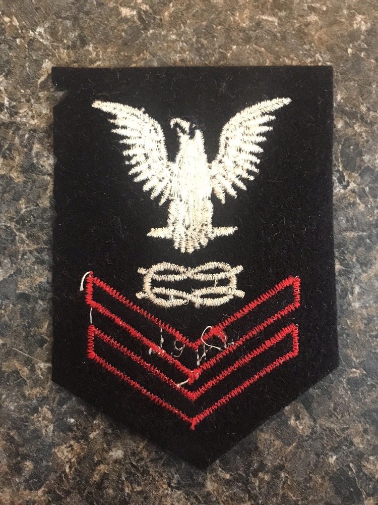 Vintage Military Patch - White Eagle Black w/ 2 Red Stripes